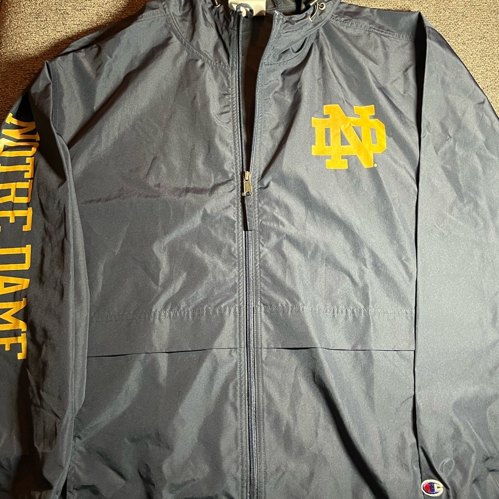 Champion Notre Dame Fighting Irish Zip Hooded Lightweight Windbreaker Men's XL
